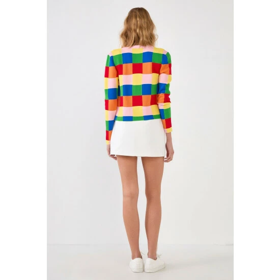 English Factory Multi Color Gingham Cardigan Sweatshirts & Sweaters 4 English Factory Multi Color Gingham Cardigan Sweatshirts & Sweaters - Image 4