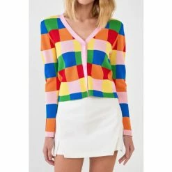 English Factory Multi Color Gingham Cardigan Sweatshirts & Sweaters 9 English Factory Multi Color Gingham Cardigan Sweatshirts & Sweaters -English Factory Shop unnamed file 2909