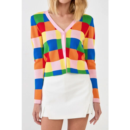 English Factory Multi Color Gingham Cardigan Sweatshirts & Sweaters 5 English Factory Multi Color Gingham Cardigan Sweatshirts & Sweaters - Image 5