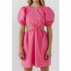 English Factory Pleats With Cut-Out Detail Mini Dress Dresses Fuchsia