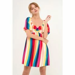English Factory Multi Color Stripe Mini Dress Dresses