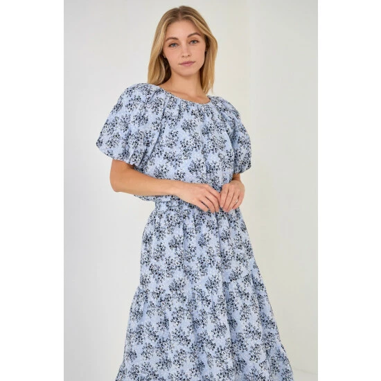 English Factory Floral Voluminous Top Tops Blue Multi