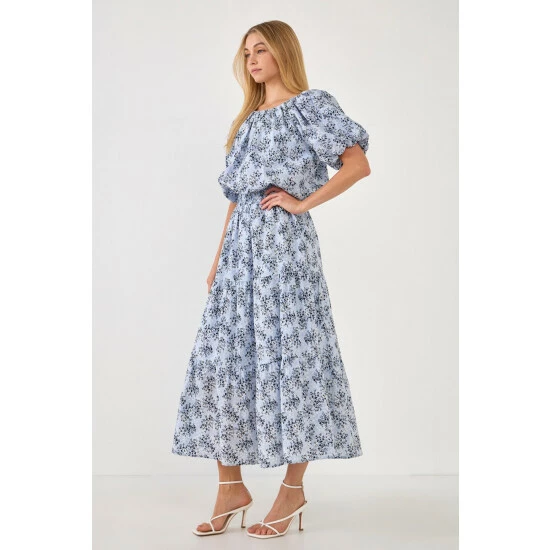 English Factory Floral Voluminous Top Tops Blue Multi - Image 3