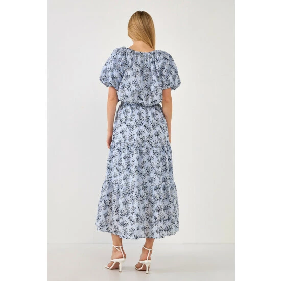 English Factory Floral Voluminous Top Tops Blue Multi - Image 4