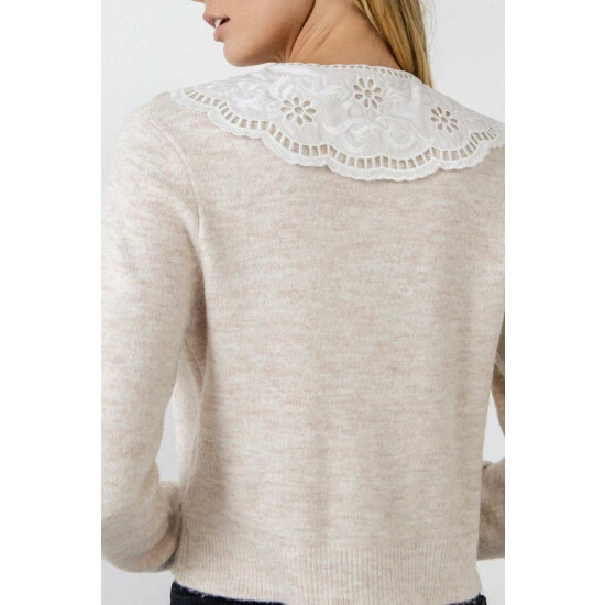 English Factory Lace Collar Cardigan Tops Black - Image 2