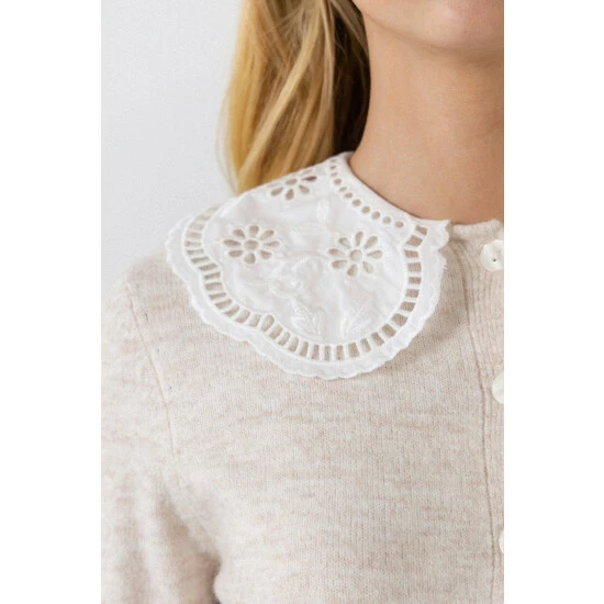 English Factory Lace Collar Cardigan Tops Black - Image 5