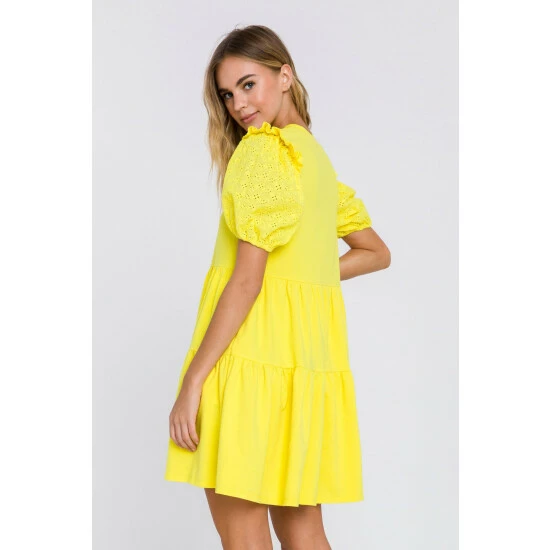 English Factory Eyelet Sleeve Tiered Dress Dresses Yellow - Image 2