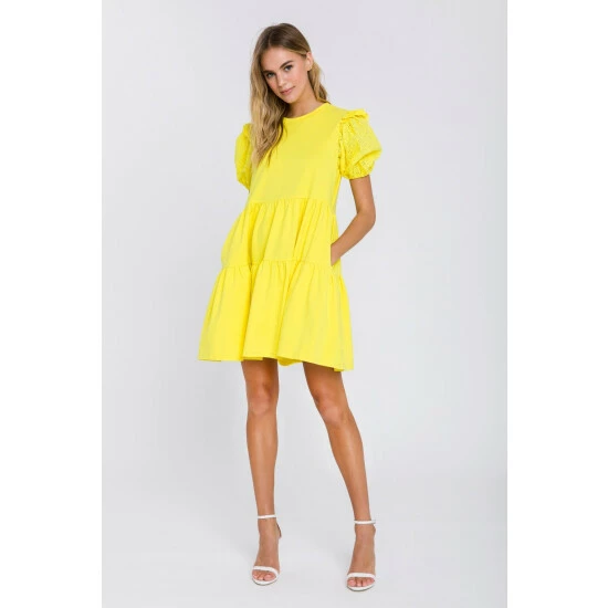 English Factory Eyelet Sleeve Tiered Dress Dresses Yellow - Image 4