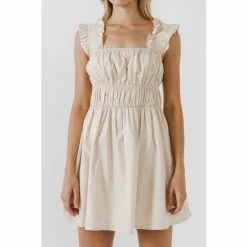 English Factory Ruffled Detail Mini Dress Dresses Beige 9 English Factory Ruffled Detail Mini Dress Dresses Beige -English Factory Shop unnamed file 2940