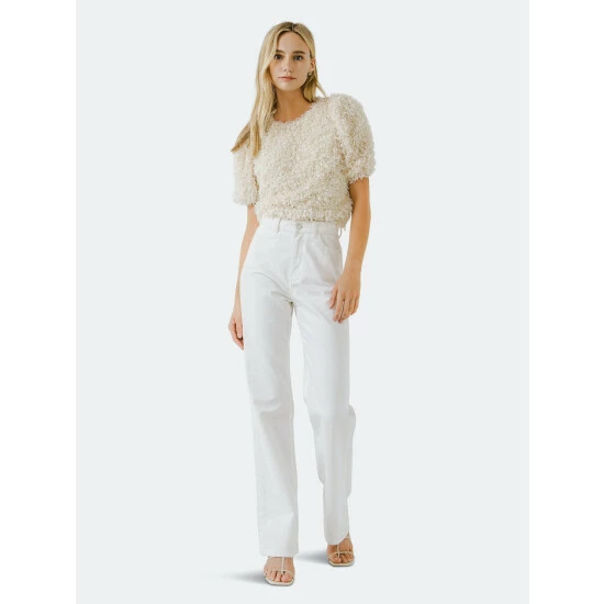 English Factory Fuzzy Feather Top Tops Blush - Image 6