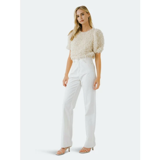 English Factory Fuzzy Feather Top Tops Blush - Image 7