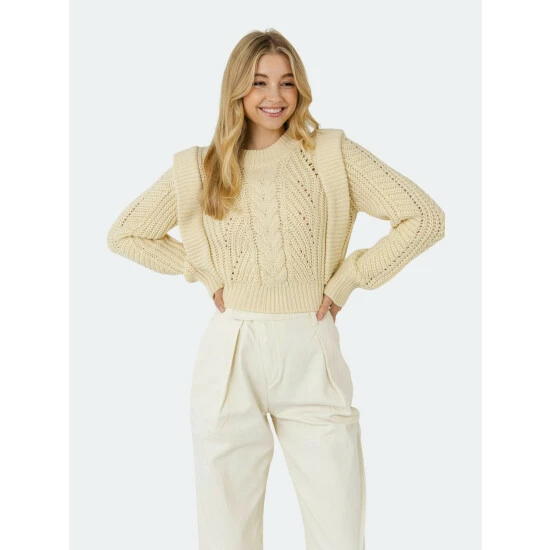 English Factory Knitted Sweater Sweatshirts & Sweaters Ecru - Image 2