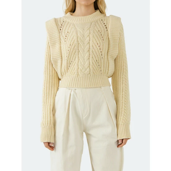 English Factory Knitted Sweater Sweatshirts & Sweaters Ecru - Image 5