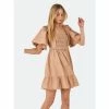English Factory Mini Dress With Puff Sleeves Dresses Taupe