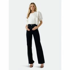 English Factory Short Puff Sleeve Shirt With Ruffed Sweater Sweatshirts & Sweaters Ivory -English Factory Shop unnamed file 3051
