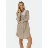English Factory Shirt Dress With Contrast Collar Dresses Beige/white