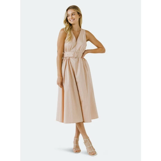 English Factory Voluminous Midi Dress Dresses Nude - Image 2