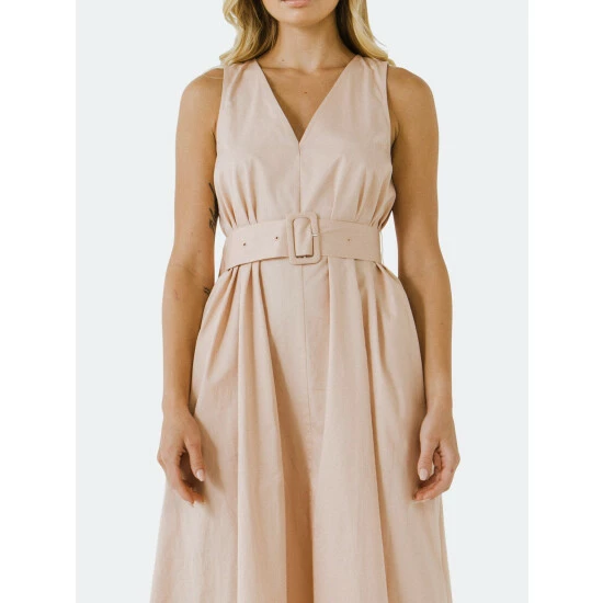 English Factory Voluminous Midi Dress Dresses Nude - Image 4