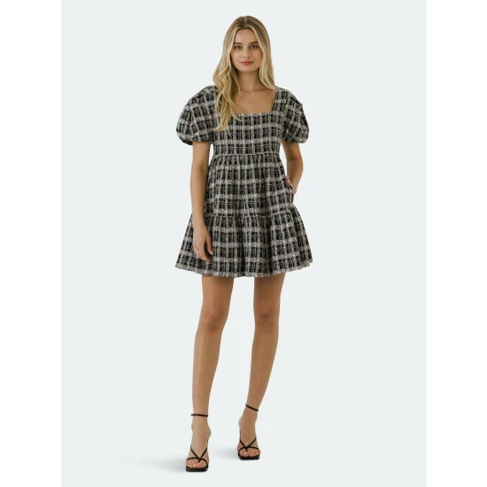 English Factory Tweed Mini Dress Dresses Black - Image 2