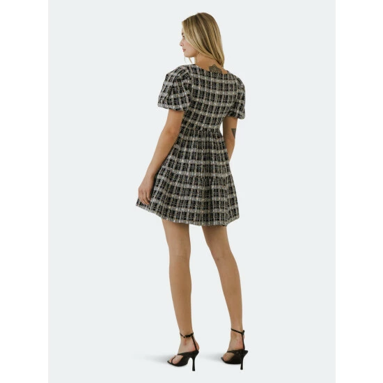 English Factory Tweed Mini Dress Dresses Black - Image 3