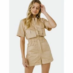 English Factory Utility Romper Jumpsuits & Rompers Beige