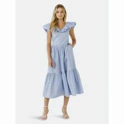 English Factory Ruffled Midi Dress Dresses Powder Blue