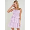 English Factory Ruffle Tiered Dress With Ties Tops Lilac
