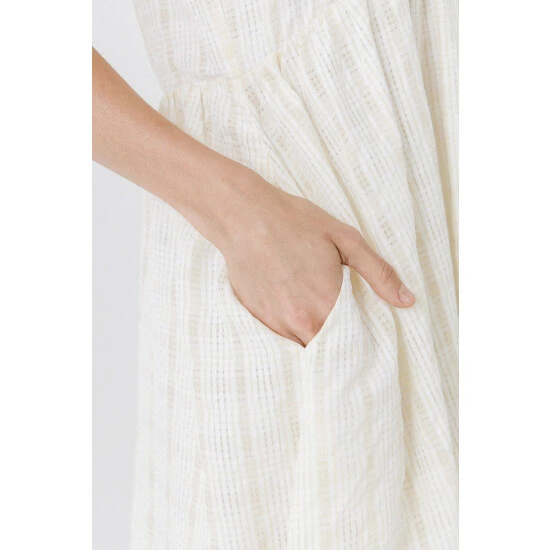 English Factory Plaid Midi Dress Dresses Ivory - Image 4