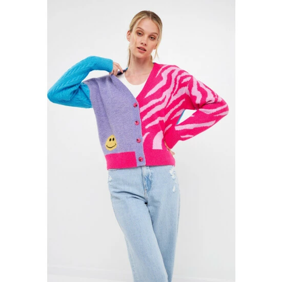 English Factory Combination Sweater Cardigan Sweatshirts & Sweaters Multi Blue - Image 2