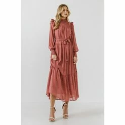 English Factory Swiss Dot Smocked Maxi Dress Dresses Pink