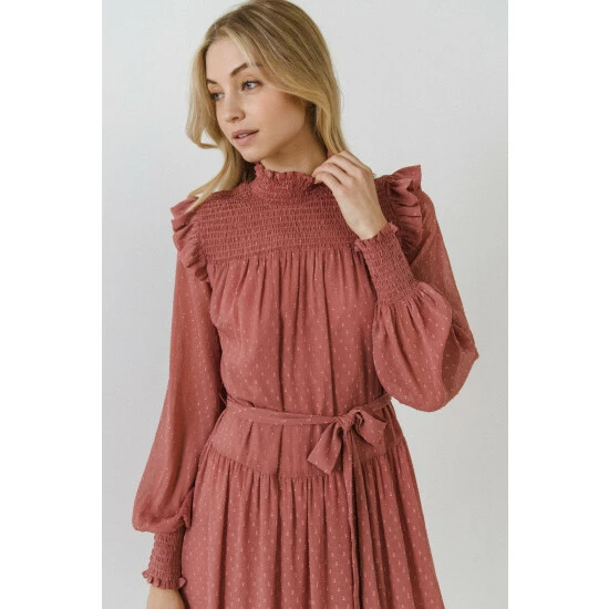 English Factory Swiss Dot Smocked Maxi Dress Dresses Pink - Image 2