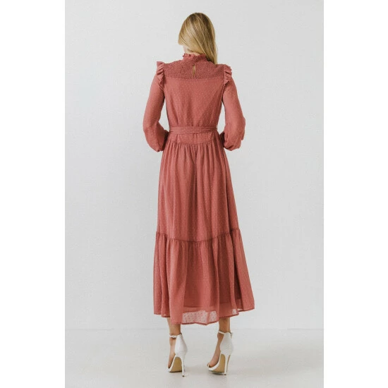 English Factory Swiss Dot Smocked Maxi Dress Dresses Pink - Image 3