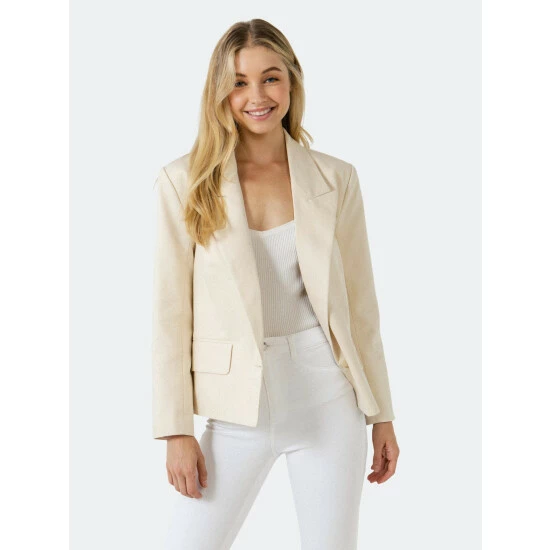 English Factory One Button Blazer Coats, Jackets & Blazers Beige