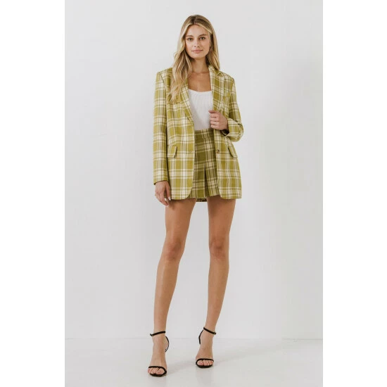 English Factory Plaid Blazer Coats, Jackets & Blazers Green Multi - Image 2