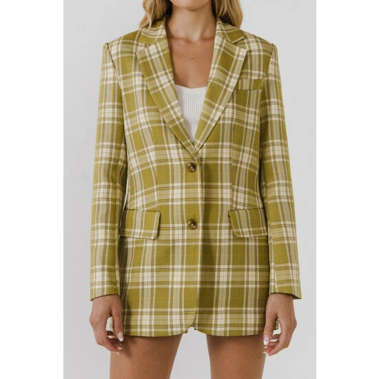 English Factory Plaid Blazer Coats, Jackets & Blazers Green Multi - Image 5