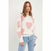 English Factory Pearl With Heart Pattern Sweater Sweatshirts & Sweaters Pink Multi