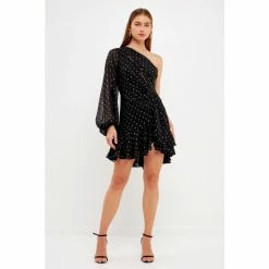 English Factory One Shoulder Mini Dress Dresses Black