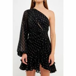 English Factory One Shoulder Mini Dress Dresses Black -English Factory Shop unnamed file 338