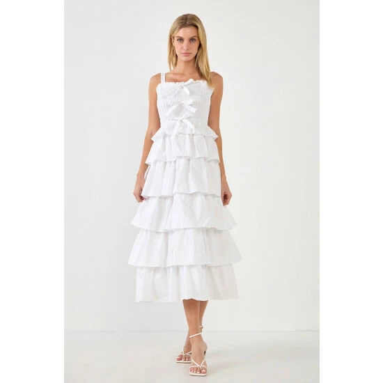 English Factory Ruffle Tiered Maxi Dress With Ties Dresses White 1 English Factory Ruffle Tiered Maxi Dress With Ties Dresses White