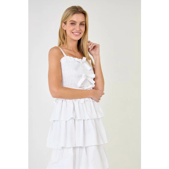English Factory Ruffle Tiered Maxi Dress With Ties Dresses White 2 English Factory Ruffle Tiered Maxi Dress With Ties Dresses White - Image 2