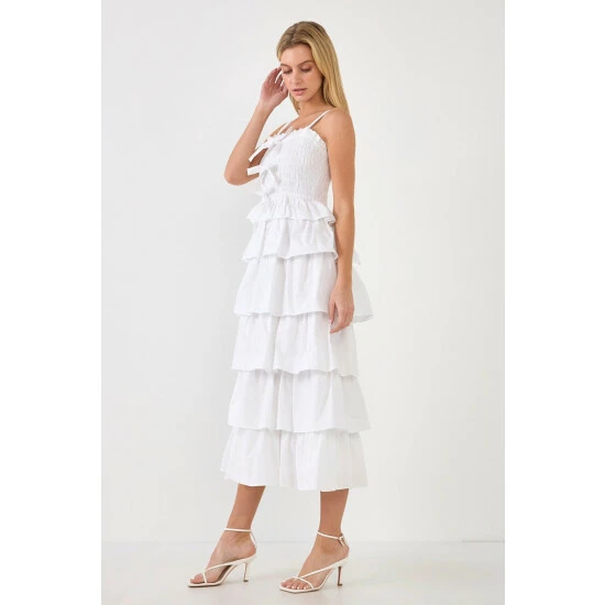 English Factory Ruffle Tiered Maxi Dress With Ties Dresses White 3 English Factory Ruffle Tiered Maxi Dress With Ties Dresses White - Image 3