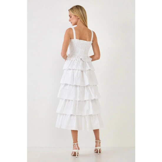 English Factory Ruffle Tiered Maxi Dress With Ties Dresses White 4 English Factory Ruffle Tiered Maxi Dress With Ties Dresses White - Image 4