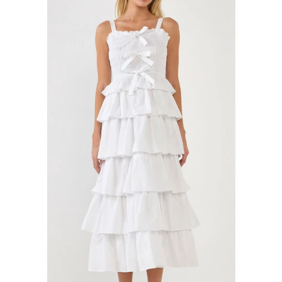 English Factory Ruffle Tiered Maxi Dress With Ties Dresses White 5 English Factory Ruffle Tiered Maxi Dress With Ties Dresses White - Image 5