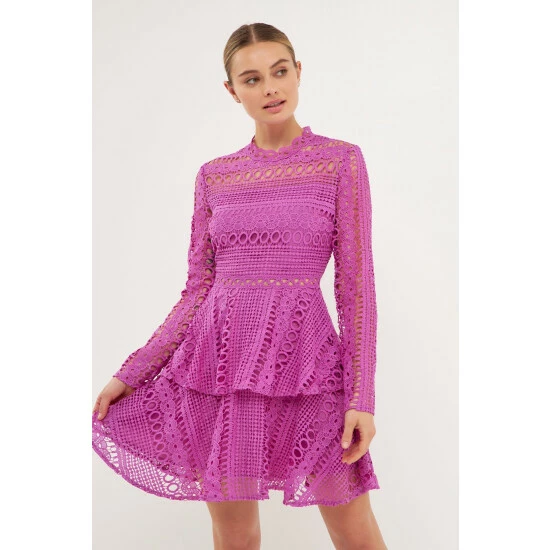 English Factory Crochet Lace Mini Dress Dresses Orchid - Image 4