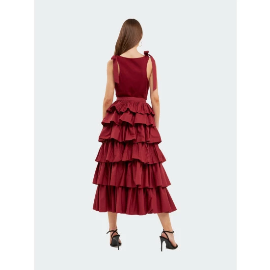English Factory Pleated Combo Maxi Poplin Skirt Skirts Black 3 English Factory Pleated Combo Maxi Poplin Skirt Skirts Black - Image 3