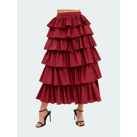 English Factory Pleated Combo Maxi Poplin Skirt Skirts Black 5 English Factory Pleated Combo Maxi Poplin Skirt Skirts Black - Image 5