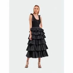 English Factory Pleated Combo Maxi Poplin Skirt Skirts Black 14 English Factory Pleated Combo Maxi Poplin Skirt Skirts Black -English Factory Shop unnamed file 369