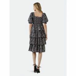 English Factory Floral Smocked Midi Tiered Dress Dresses Black -English Factory Shop unnamed file 406