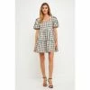 English Factory Tweed Mini Gingham Dress Dresses White