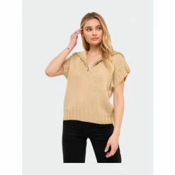 English Factory Zip Mock Neck Vest Sweater Sweatshirts & Sweaters Taupe